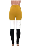 Red Street Solid Patchwork Skinny Mid Waist Pencil Bottoms