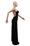 Black Fashion Sexy Solid Backless Spaghetti Strap Sleeveless Dress Dresses