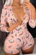 Pink Sexy Print Split Joint O Neck Skinny Jumpsuits