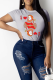 Grey Casual Print Patchwork O Neck Tops