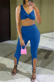 Red Fashion Sexy Solid Asymmetrical V Neck Sleeveless Two Pieces