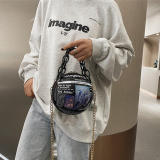 White Fashion Casual Patchwork Basketball Crossbody Bag