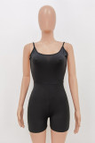Black Fashion Sexy Solid Backless Spaghetti Strap Skinny Romper