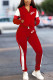 Red Fashion Casual Print Patchwork Turndown Collar Long Sleeve Two Pieces