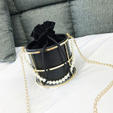 Black Fashion Pearl Decorative Crossbody Bag