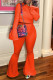 Orange Fashion Casual Solid Basic Hooded Collar Long Sleeve Two Pieces