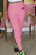 Pink Street Print Patchwork Skinny Mid Waist Pencil Positioning Print Bottoms