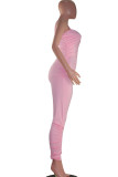 Light Pink Fashion Sexy Solid Draped Sleeveless V Neck Jumpsuits