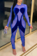 Blue Sexy Solid See-through O Neck Skinny Jumpsuits
