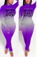 Purple Casual Print Turtleneck Long Sleeve Two Pieces