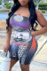 Black Fashion Sexy Print Backless Strapless Skinny Romper