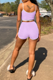 Pink Sexy Solid Patchwork Spaghetti Strap Sleeveless Two Pieces