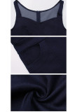Blue Fashion Sexy Patchwork Old Solid zipper Polyester Sleeveless Slip Jumpsuits