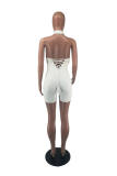 Yellow Sexy Solid Hollowed Out Backless Strap Design Halter Skinny Romper