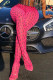 Rose Red Fashion Casual Print Basic Skinny Mid Waist Trousers
