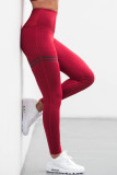 Red Casual Sportswear Solid Basic Skinny High Waist Trousers