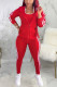 Red Sexy Solid O Neck Long Sleeve three- Piece set