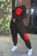Black Street Solid Patchwork O Neck Long Sleeve Two Pieces