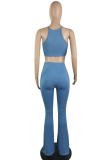 Pink Sexy Casual Solid Draw String Halter Sleeveless Two Pieces
