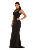 Blue Polyester adult Celebrities Fashion Off The Shoulder Sleeveless O neck Mermaid Floor-Length Solid Pa