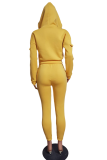Ginger Casual Solid Patchwork Hooded Collar Long Sleeve Two Pieces