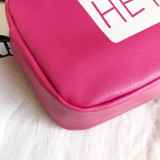 Rose Red Fashion Casual Letter Print Crossbody Bag