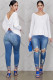 White O Neck Long Sleeve Solid 