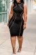 Black Sexy Casual Solid Patchwork O Neck Sleeveless Dress Dresses