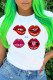 Red White Fashion Casual Print Basic O Neck T-Shirts