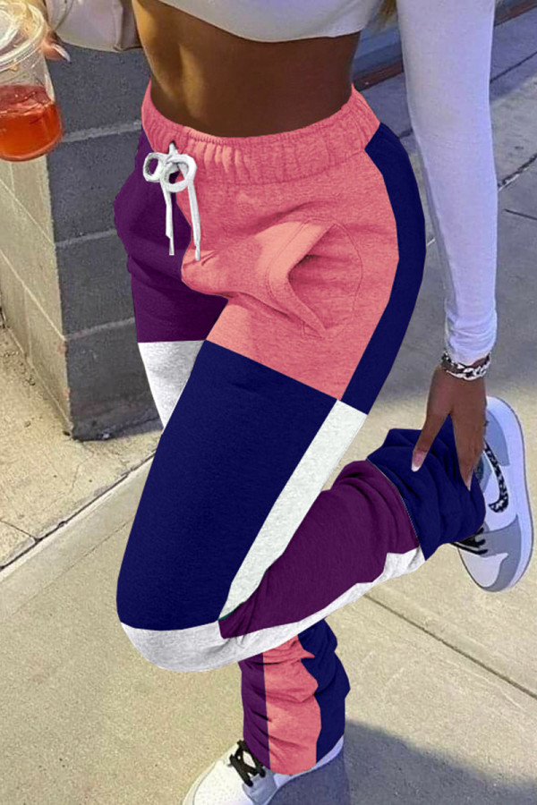 Pink Sportswear Patchwork Mid Waist Bottoms