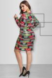 As Show Polyester Sexy V Neck Plaid Zippered Sequin Stitching Plus Size Dresses