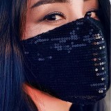 Black Fashion Casual Solid Sequined Face Mask