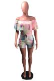 multicolor Fashion Sexy Hollow bandage Ruffled Polyester one word collar Rompers