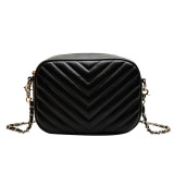 Black Fashion Casual Solid Chain Strap Crossbody Bag