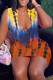 Orange Sexy Print Patchwork O Neck A Line Dresses