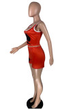Red Sexy Casual Print Basic U Neck Sleeveless Two Pieces