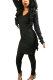 Black Elastic Fly High Solid pencil Pants Two-piece suit