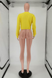 Yellow Sweet Letter Pullovers O Neck Tops