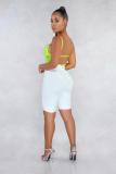 Fluorescent green Fashion Sexy Mesh Backless perspective Polyester Sleeveless Slip