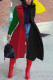 Red Black Fashion Casual Patchwork Cardigan Turndown Collar Outerwear