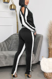 Green Casual Solid Zipper Collar Long Sleeve Two Pieces