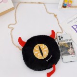 Black Fashion Casual Patchwork Cartoon Chain Strap Crossbody Bag