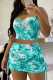 Light Green Sexy Casual Print Tie Dye Backless Spaghetti Strap Sleeveless Two Pieces