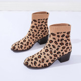 Leopard Print Sportswear Sequins Pointed Keep Warm Sport Shoes