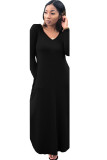 Black Sexy Fashion Cap Sleeve Long Sleeves O neck Asymmetrical Floor-Length asymmetrical Patchwork Long S