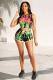 Green Polyester Sexy Fashion crop top Two Piece Suits Slim fit Tie Dye Regular Sleeveless Two-Piece Short