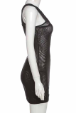 Black Sexy Solid Patchwork Sleeveless Two Pieces