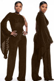 Black Light Solid zebra Chlorine Long Sleeve O Neck Jumpsuits