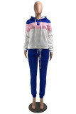 Red Fashion Casual Patchwork Basic Hooded Collar Long Sleeve Two Pieces