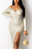 Red Sexy Solid Patchwork V Neck Wrapped Skirt Dresses